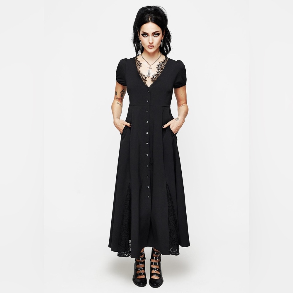 Disturbia Taissa Floral Lace Button Up Midaxi Dress US 10 / UK 14